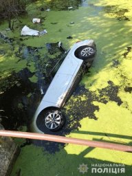 В Городище автомобиль сорвался с дамбы