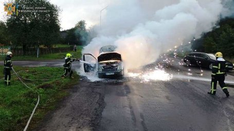 В Волынской области горел автомобиль. Появилось видео
