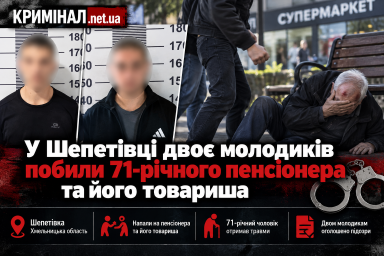 У Шепетівці двоє молодиків побили 71-річного пенсіонера та його товариша