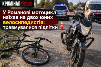 У Романові мотоцикл наїхав на двох юних велосипедистів: травмувалися підлітки У Романові мотоцикл наїхав на двох юних велосипедистів: травмувалися підлітки