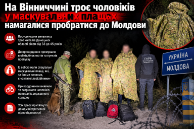 На Вінниччині троє чоловіків у маскувальних плащах намагалися пробратися до Молдови На Вінниччині троє чоловіків у маскувальних плащах намагалися пробратися до Молдови