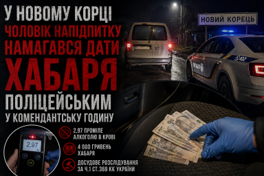 У Новому Корці п&rsquo;яний водій у комендантську годину намагався &laquo;відкупитися&raquo; від поліції