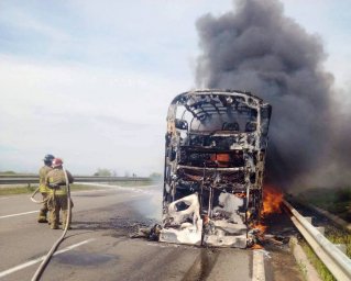 В Одесской области сгорел пассажирский автобус