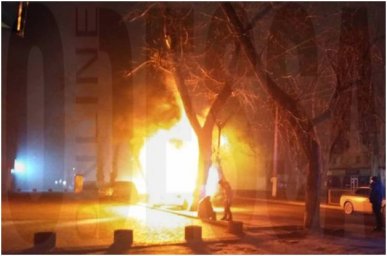 Под Одесской на дороге сгорел автомобиль