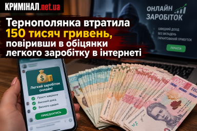Тернополянка втратила 150 тисяч гривень, повіривши в обіцянки легкого заробітку в інтернеті Тернополянка втратила 150 тисяч гривень, повіривши в обіцянки легкого заробітку в інтернеті