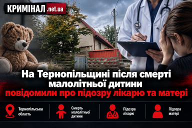 На Тернопільщині після смерті малолітньої дитини повідомили про підозру лікарю та матері