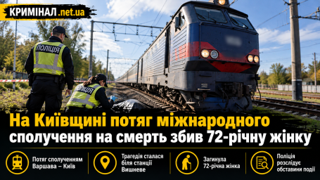 На Київщині потяг міжнародного сполучення на смерть збив 72-річну жінку На Київщині потяг міжнародного сполучення на смерть збив 72-річну жінку