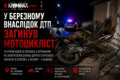 У Березному внаслідок ДТП загинув 18-річний мотоцикліст У Березному внаслідок ДТП загинув 18-річний мотоцикліст