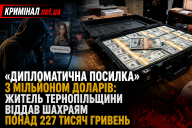«Дипломатична посилка» з мільйоном доларів: житель Тернопільщини віддав шахраям понад 227 тисяч гривень «Дипломатична посилка» з мільйоном доларів: житель Тернопільщини віддав шахраям понад 227 тисяч гривень