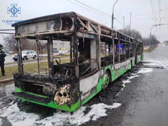 В Харькове на ходу загорелся троллейбус