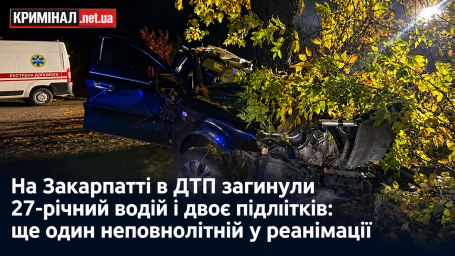 На Закарпатті в ДТП загинули 27-річний водій і двоє підлітків: ще один неповнолітній у реанімації