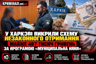 У Харкові викрили схему незаконного отримання майже 487 тисяч гривень за програмою «муніципальна няня» У Харкові викрили схему незаконного отримання майже 487 тисяч гривень за програмою «муніципальна няня»