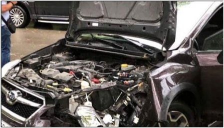 В Киеве на Курской Subaru влетела в дерево. Пострадала девушка-водитель