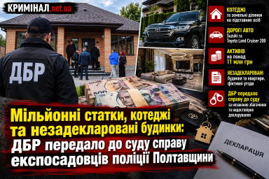 Мільйонні статки, котеджі та незадекларовані будинки: ДБР передало до суду справу експосадовців поліції Полтавщини