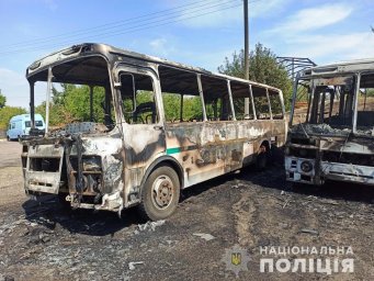 В Золотоноше сгорели двенадцать пассажирских автобусов