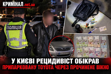 У Києві рецидивіст обікрав припарковану Toyota через прочинене вікно У Києві рецидивіст обікрав припарковану Toyota через прочинене вікно