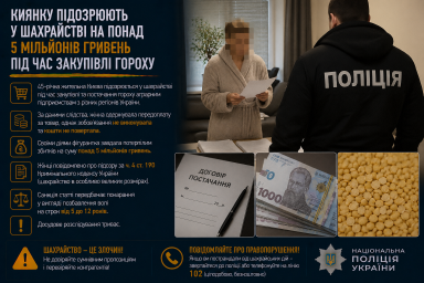Киянку підозрюють у шахрайстві на понад 5 мільйонів гривень під час закупівлі гороху Киянку підозрюють у шахрайстві на понад 5 мільйонів гривень під час закупівлі гороху