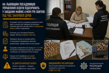 На Львівщині посадовицю управління освіти підозрюють у завданні майже 4 млн грн збитків під час закупівлі дров