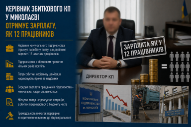 Керівник збиткового КП у Миколаєві отримує зарплату, як 12 працівників