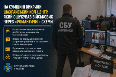 На Сумщині викрили шахрайський кол-центр, який ошукував військових через &laquo;романтичні&raquo; схеми