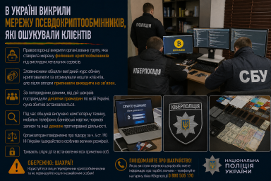 В Україні викрили мережу псевдокриптообмінників, які ошукували клієнтів