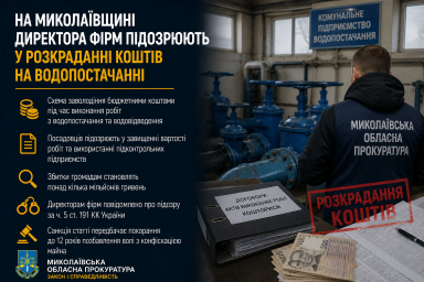 На Миколаївщині директора фірм підозрюють у розкраданні коштів на водопостачанні