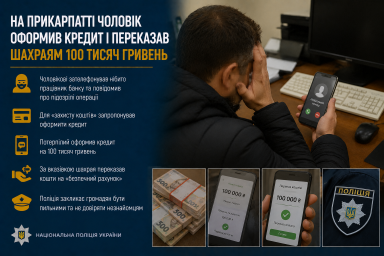 На Прикарпатті чоловік оформив кредит і переказав шахраям 100 тисяч гривень