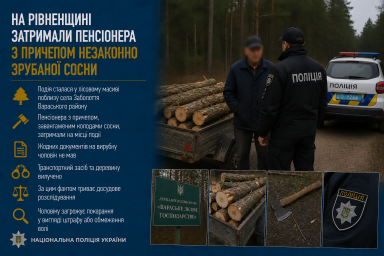 На Рівненщині затримали пенсіонера з причепом незаконно зрубаної сосни На Рівненщині затримали пенсіонера з причепом незаконно зрубаної сосни