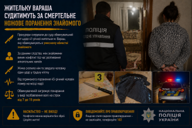 Жительку Вараша судитимуть за смертельне ножове поранення знайомого