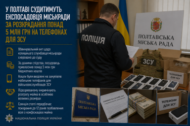 У Полтаві судитимуть експосадовця міськради за розкрадання понад 5 млн грн на телефонах для ЗСУ