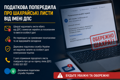 Податкова попередила про шахрайські листи від імені ДПС Податкова попередила про шахрайські листи від імені ДПС