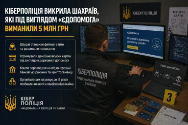 Кіберполіція викрила шахраїв, які під виглядом &laquo;єДопомога&raquo; виманили 5 млн грн