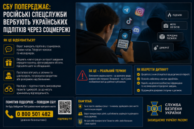 СБУ попереджає: російські спецслужби вербують українських підлітків через соцмережі
