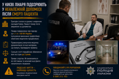 У Києві лікаря підозрюють у неналежній допомозі після смерті пацієнта