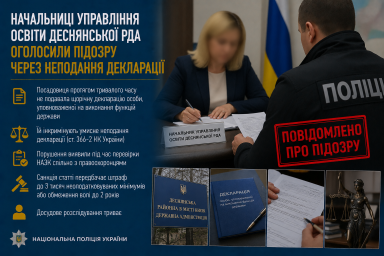 Начальниці управління освіти Деснянської РДА оголосили підозру через неподання декларації