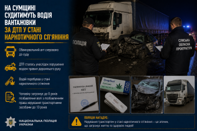 На Сумщині судитимуть водія вантажівки за ДТП у стані наркотичного сп&rsquo;яніння
