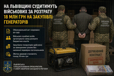 На Львівщині судитимуть військових за розтрату 18 млн грн на закупівлі генераторів