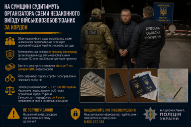 На Сумщині судитимуть організатора схеми незаконного виїзду військовозобов’язаних за кордон На Сумщині судитимуть організатора схеми незаконного виїзду військовозобов’язаних за кордон