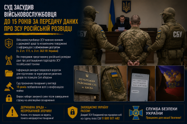 Суд засудив військовослужбовця до 15 років за передачу даних про ЗСУ російській розвідці Суд засудив військовослужбовця до 15 років за передачу даних про ЗСУ російській розвідці