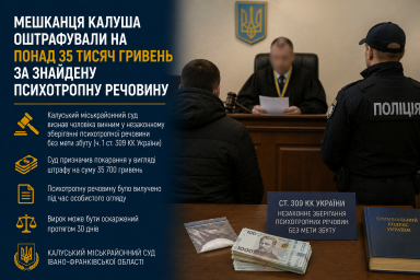 Мешканця Калуша оштрафували на понад 35 тисяч гривень за знайдену психотропну речовину