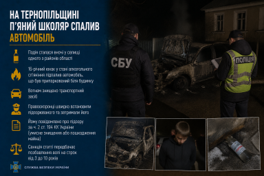 На Тернопільщині п&rsquo;яний школяр спалив автомобіль