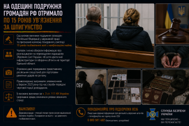 На Одещині подружжя громадян РФ отримало по 15 років ув’язнення за шпигунство На Одещині подружжя громадян РФ отримало по 15 років ув’язнення за шпигунство