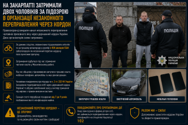 На Закарпатті затримали двох чоловіків за підозрою в організації незаконного переправлення через кордон На Закарпатті затримали двох чоловіків за підозрою в організації незаконного переправлення через кордон